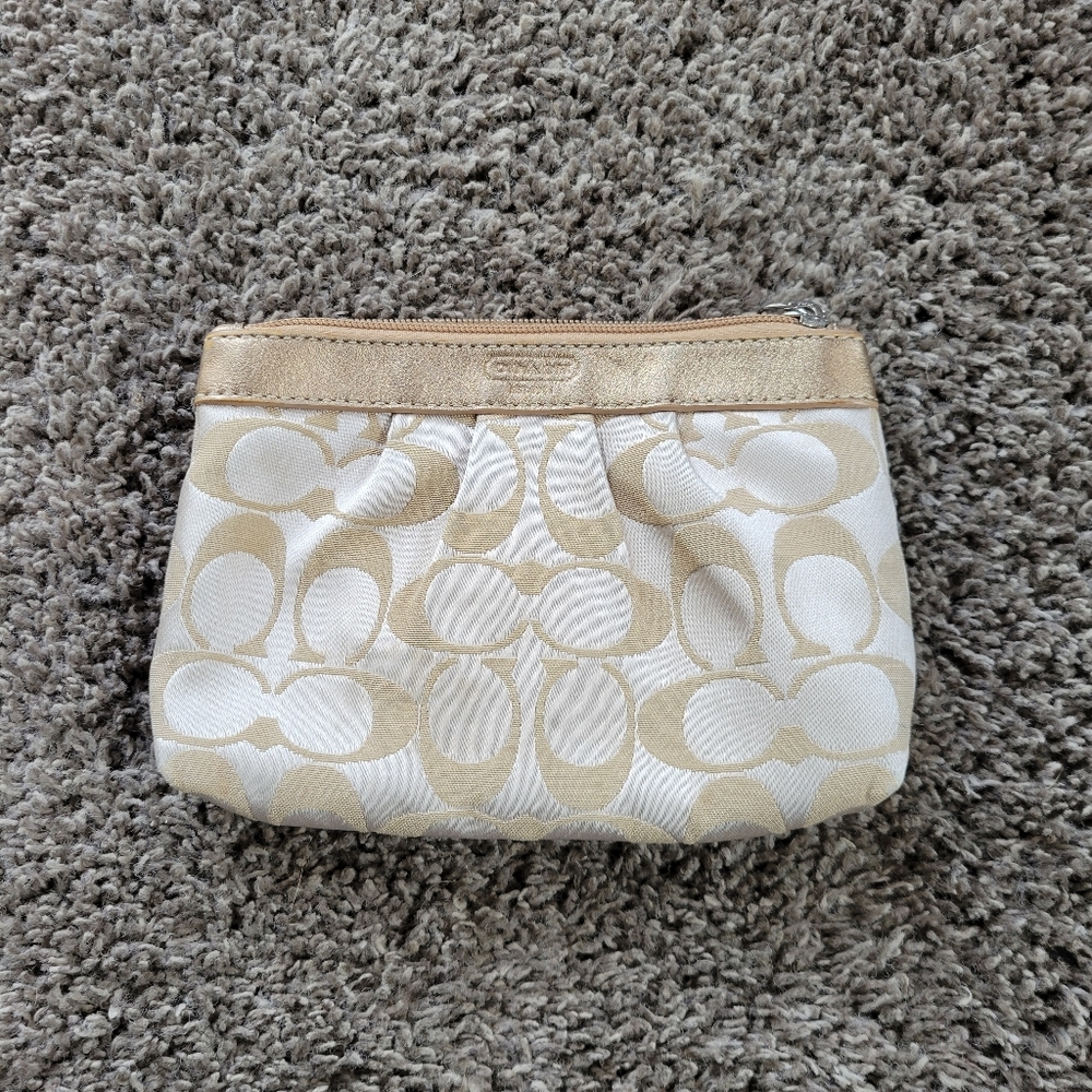 Coach Wristlet Gold Authentic Woman's Designer Clutch